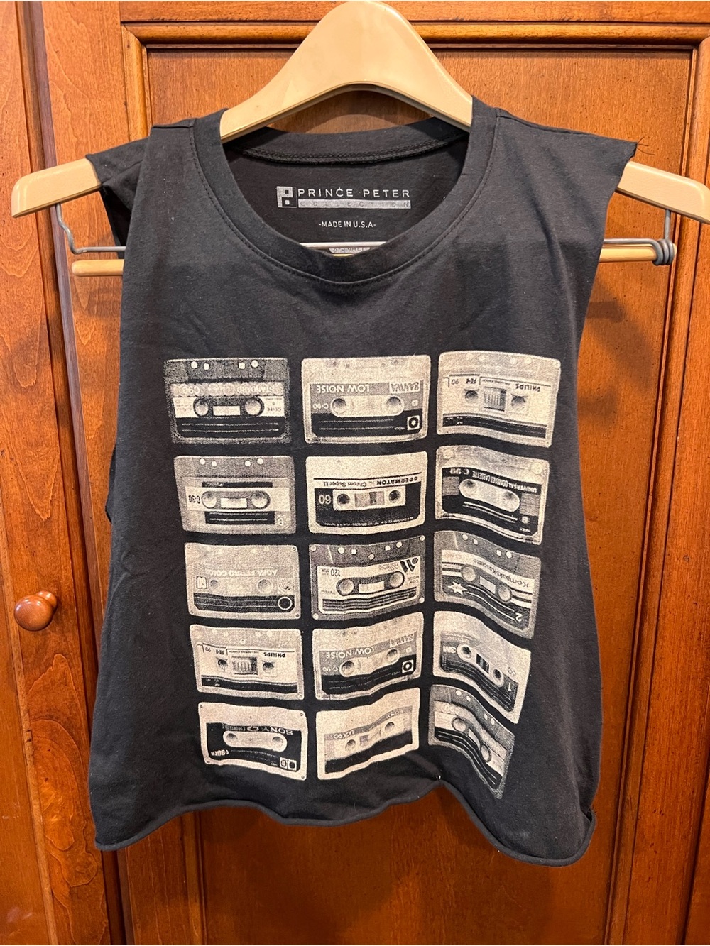 Prince Peter Collection Black Tank Top with White Cassette Grid Graphic